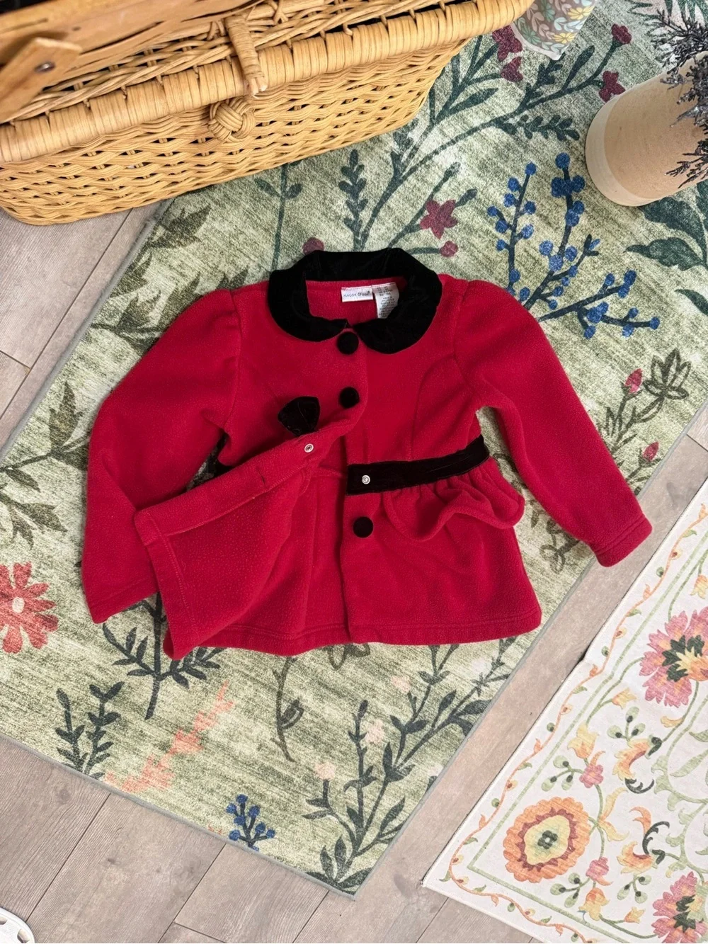 Maggie & Zoe Red & Black Peacoat 4T Girls' Red with Black Velvet Trim Formal